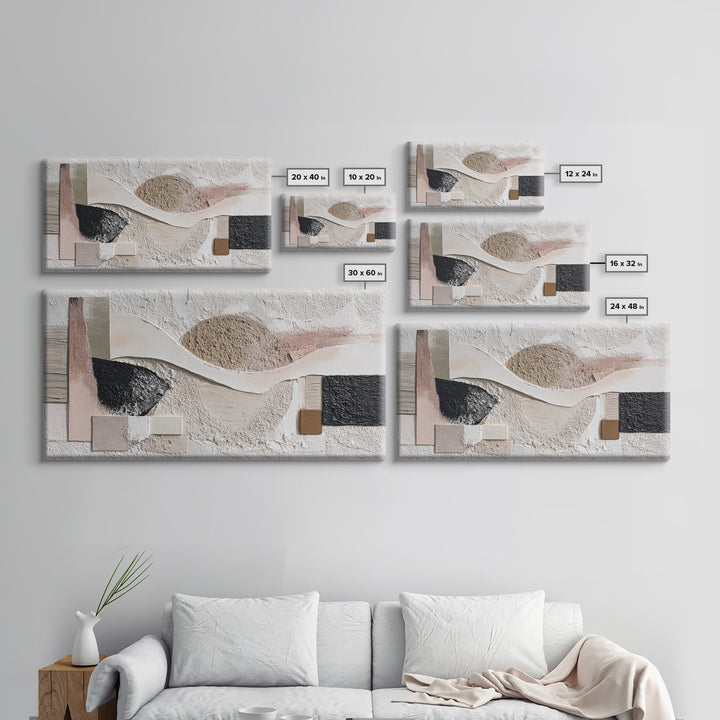 Textured Neutral Abstraction Framed Canvas Print, Art, Fine Art Print, Living Room Decor, Abstract Art, Digital Art, ART-2x1-33