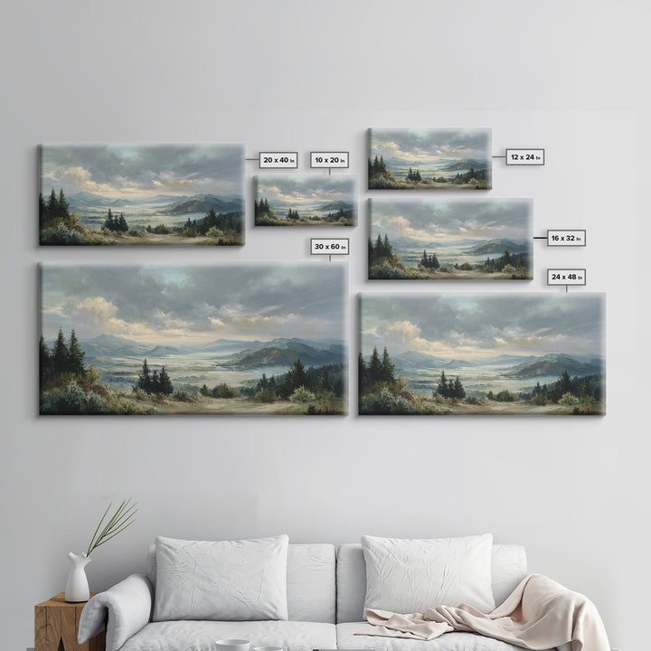 Quiet Mountain Scene Framed Canvas Print, Art, Statement Artwork, Living Room Decor, Fine Art, Digital Art, Printable Wall Art, ART-2x1-37
