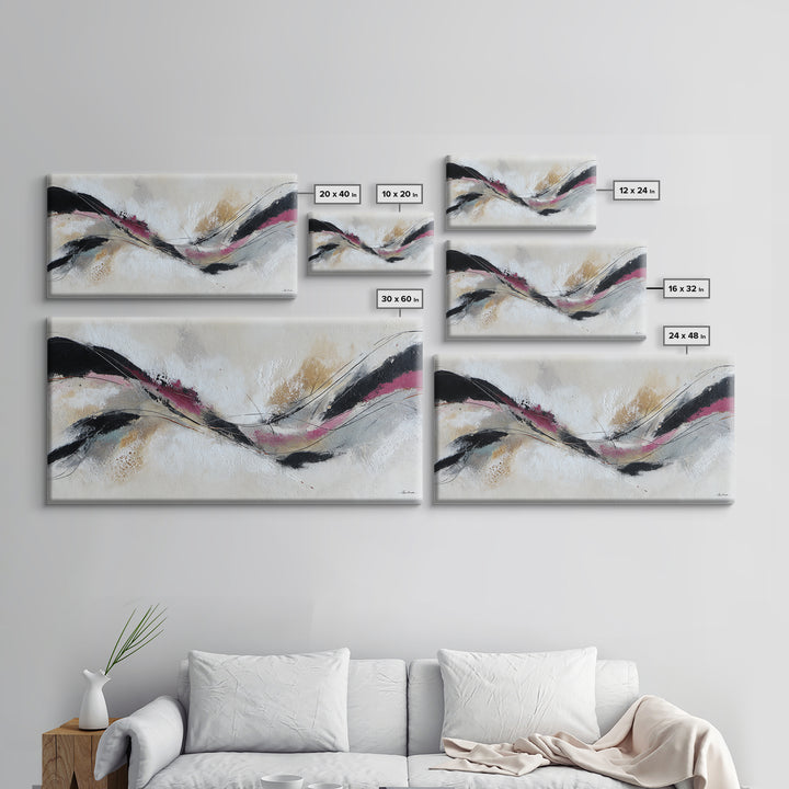Contemporary Abstract with Layered Pigments and Energetic Framed Canvas Print, Art, Boho Decor, Living Room Decor, Fine Art, ART-2x1-46