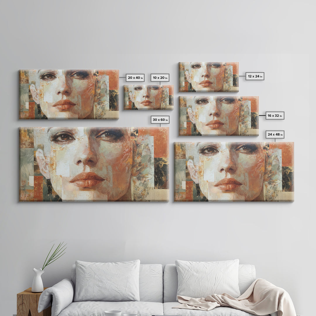 Expressive Portrait with Dramatic Light and Textured Canvas Print, Art, Art Prints, Living Room Decor, Fine Art, ART-2x1-48