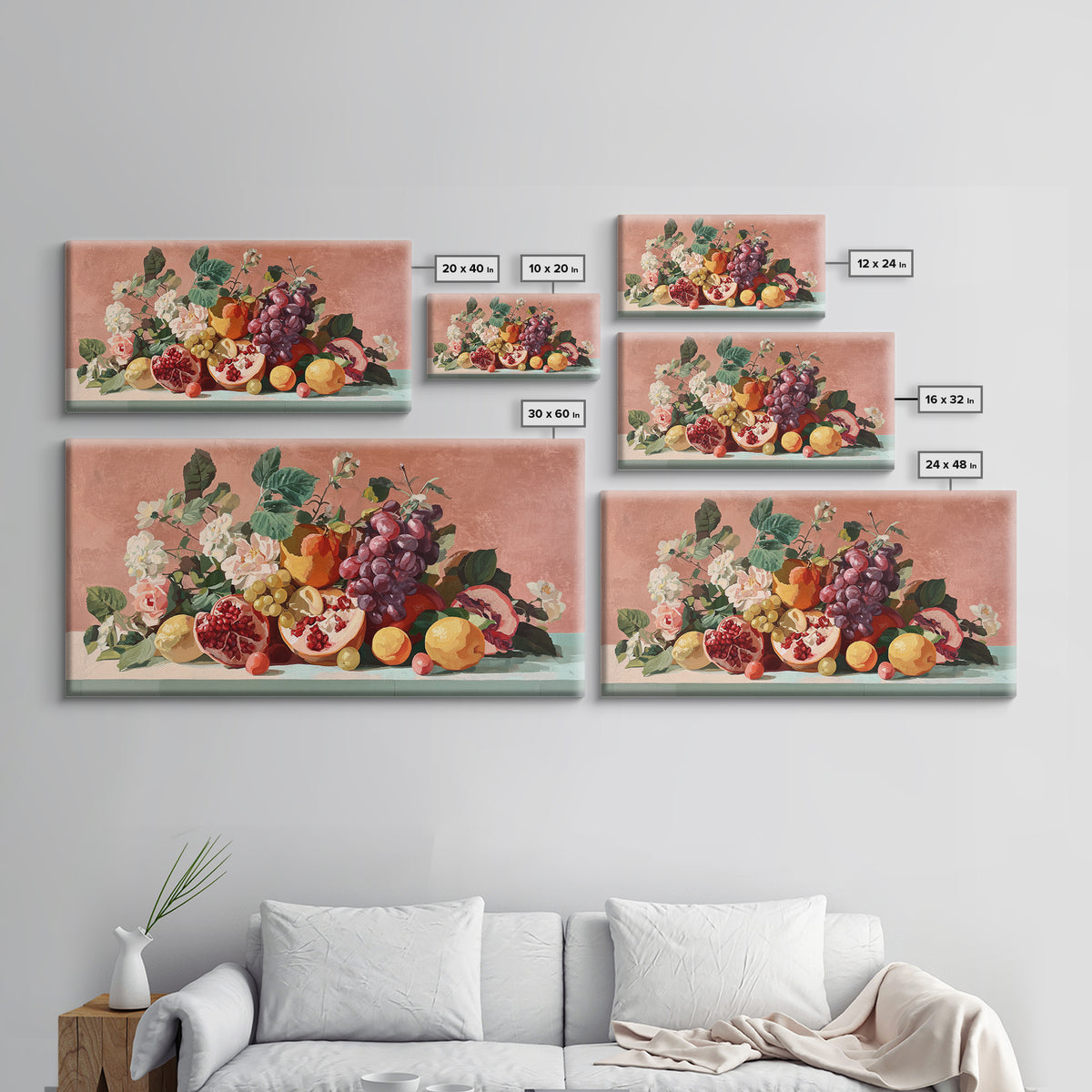 Bold Pop Fruit Composition Framed Canvas Print, Art, Printable Wall Art, Living Room Decor, Oil Painting, Canvas Art, ART-2x1-60