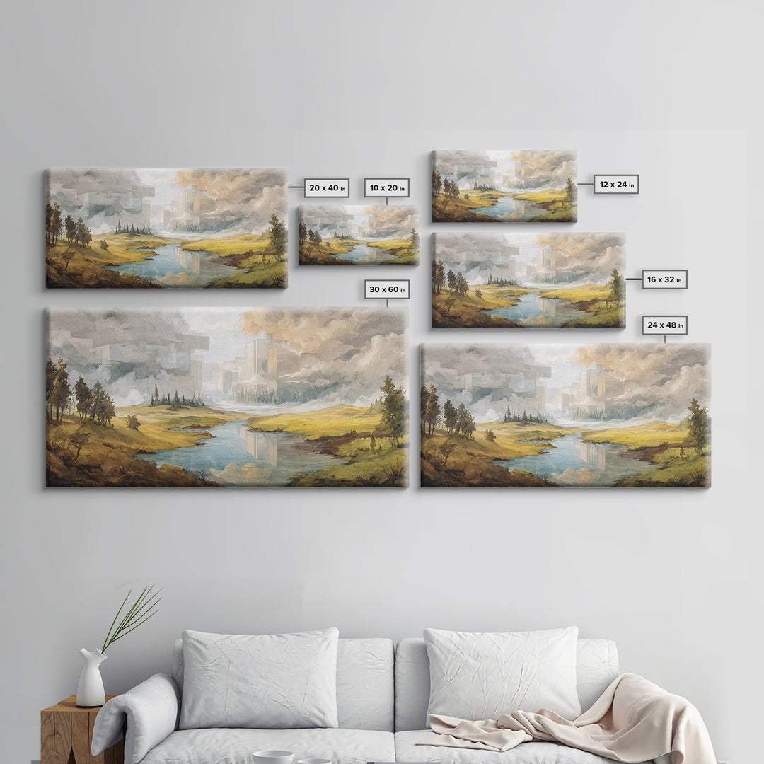 Surreal Dream Landscape Framed Canvas Print, Art, Contemporary Art, Living Room Decor, Fine Art, Art Deco, Original Art, ART-2x1-7