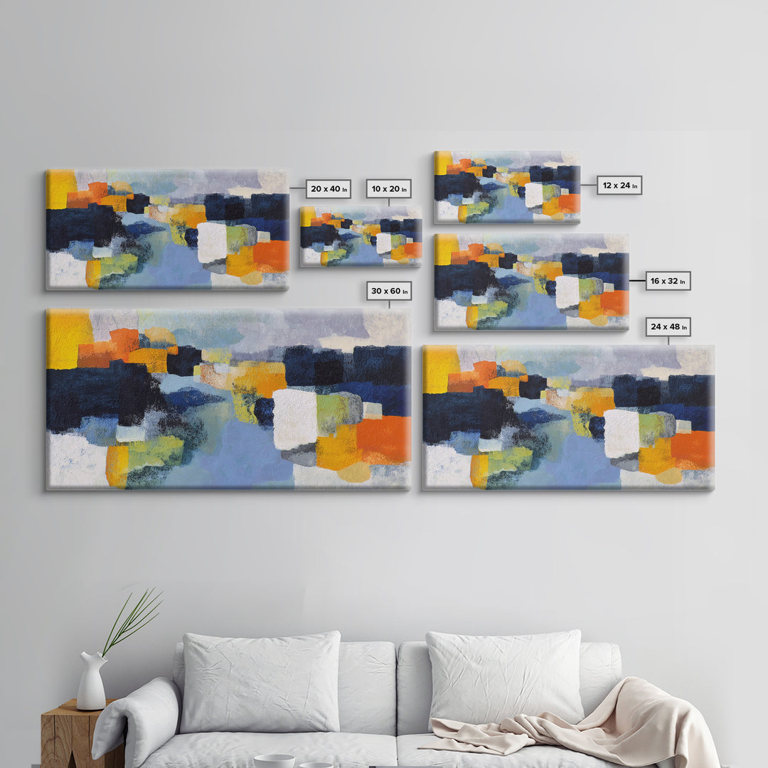 Contemporary Abstract with Layered Pigments and Energetic Canvas Print, Art, Minimalist Decor, Living Room Decor, Fine Art, ART-2x1-70