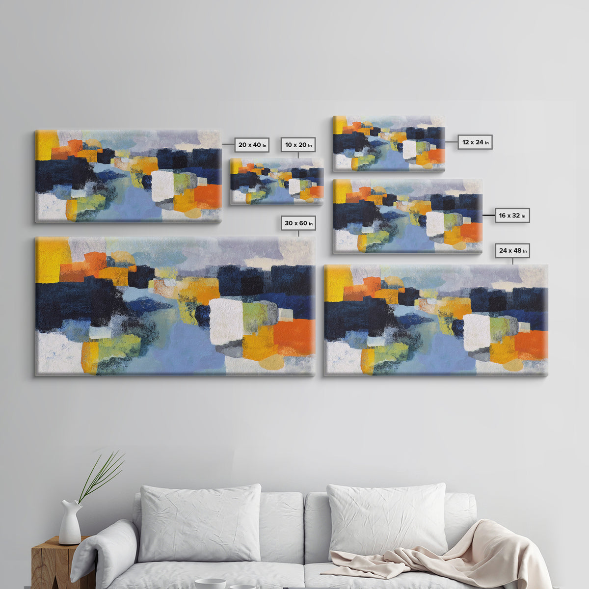 Contemporary Abstract with Layered Pigments and Energetic Canvas Print, Art, Minimalist Decor, Living Room Decor, Fine Art, ART-2x1-70
