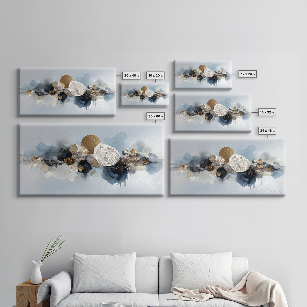 Modern Sculptural Shapes Rendered as Painted Forms Canvas Print, Art, Contemporary Art, Living Room Decor, Abstract Art, ART-2x1-74