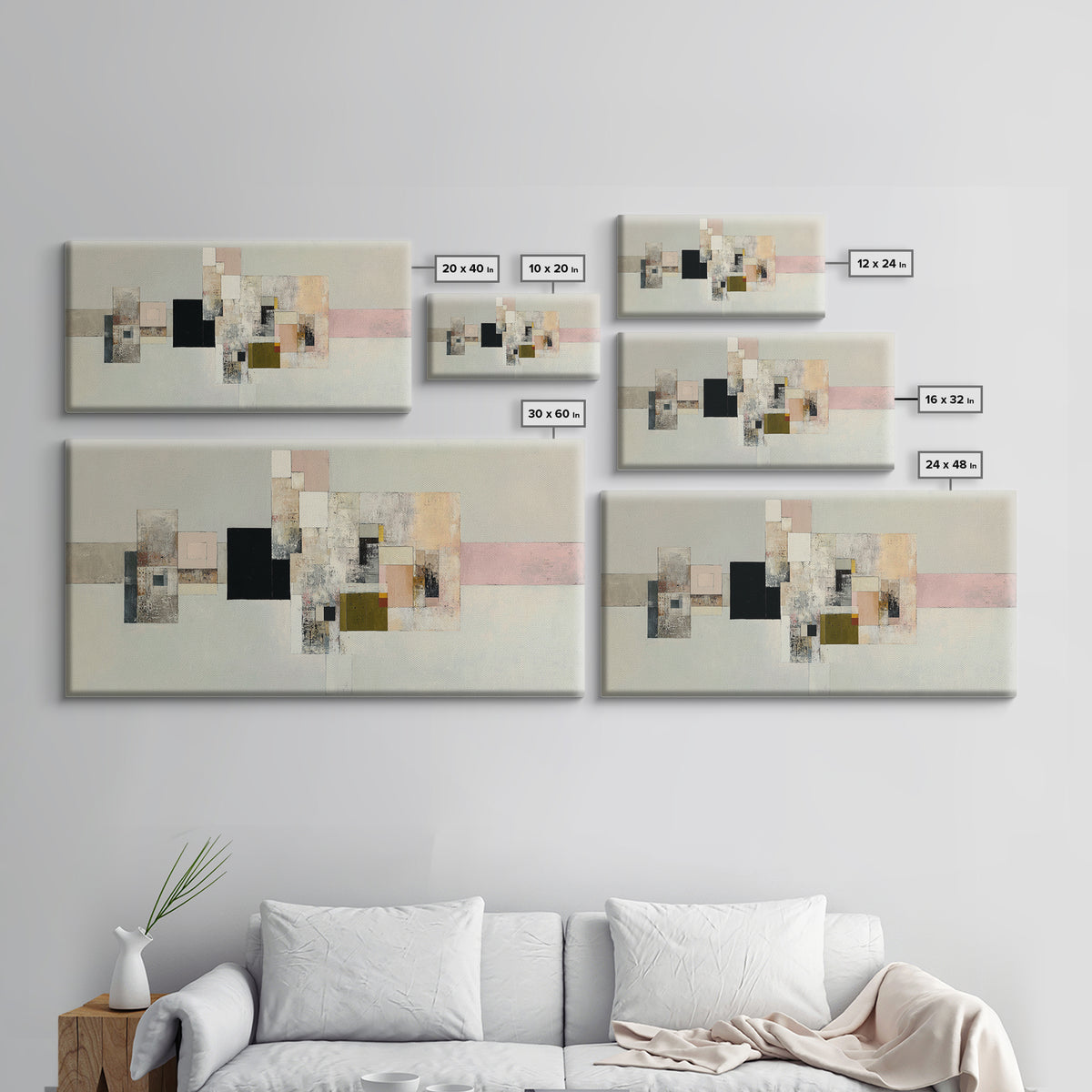 Geometric Color Study Canvas Print, Art, Living Room Decor, Abstract Art, Art Nouveau, Framed Wall Art, Canvas Wall Art, ART-2x1-77