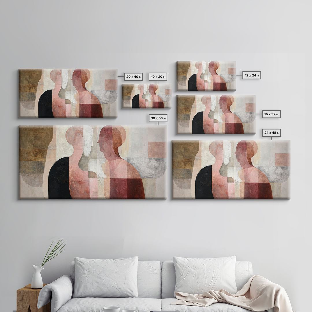 Simple Monochrome Figure Study Framed Canvas Print, Art, Boho Decor, Living Room Decor, Fine Art, Printable Wall Art, ART-2x1-8