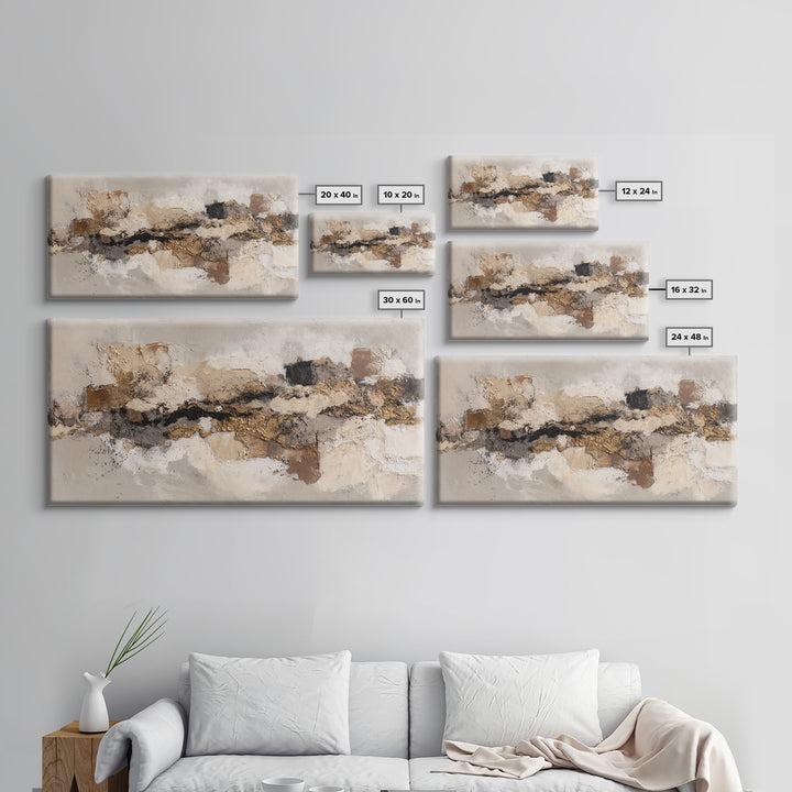 Textured Neutral Abstraction Framed Canvas Print, Art, Art Prints, Living Room Decor, Abstract Art, Framed Wall Art, ART-2x1-81