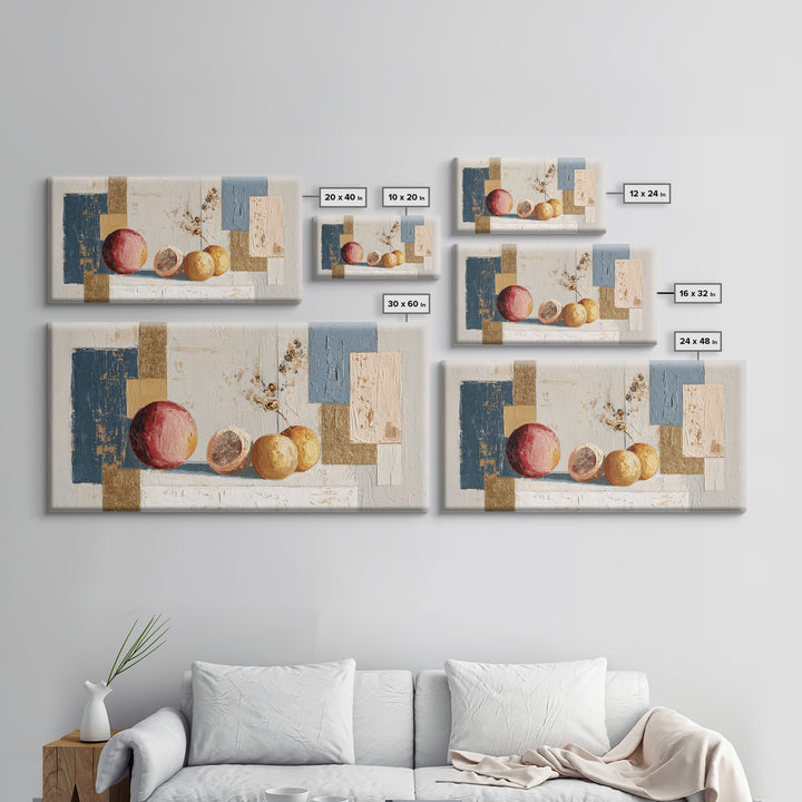 Bold Pop Fruit Composition Framed Canvas Print, Art, Abstract Art, Living Room Decor, Fine Art, Pink Wall Art, ART-2x1-84