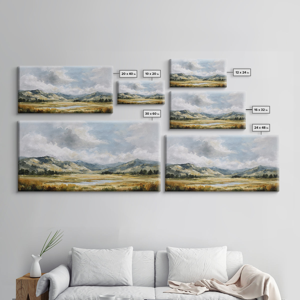 Quiet Mountain Scene Framed Canvas Print, Art, Art Print, Living Room Decor, Fine Art, Canvas Wall Art, Abstract Art, ART-2x1-85