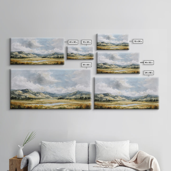 Quiet Mountain Scene Framed Canvas Print, Art, Art Print, Living Room Decor, Fine Art, Canvas Wall Art, Abstract Art, ART-2x1-85