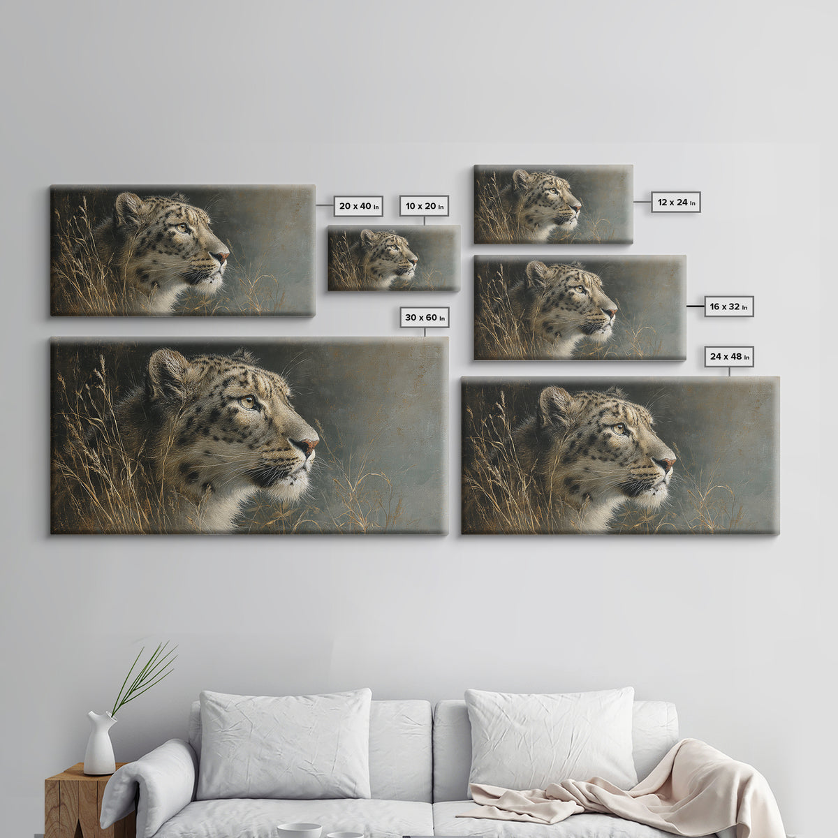 Elegant Animal Portrait Framed Canvas Print, Art, Textured Painting, Living Room Decor, Fine Art, Digital Wall Art, ART-2x1-86