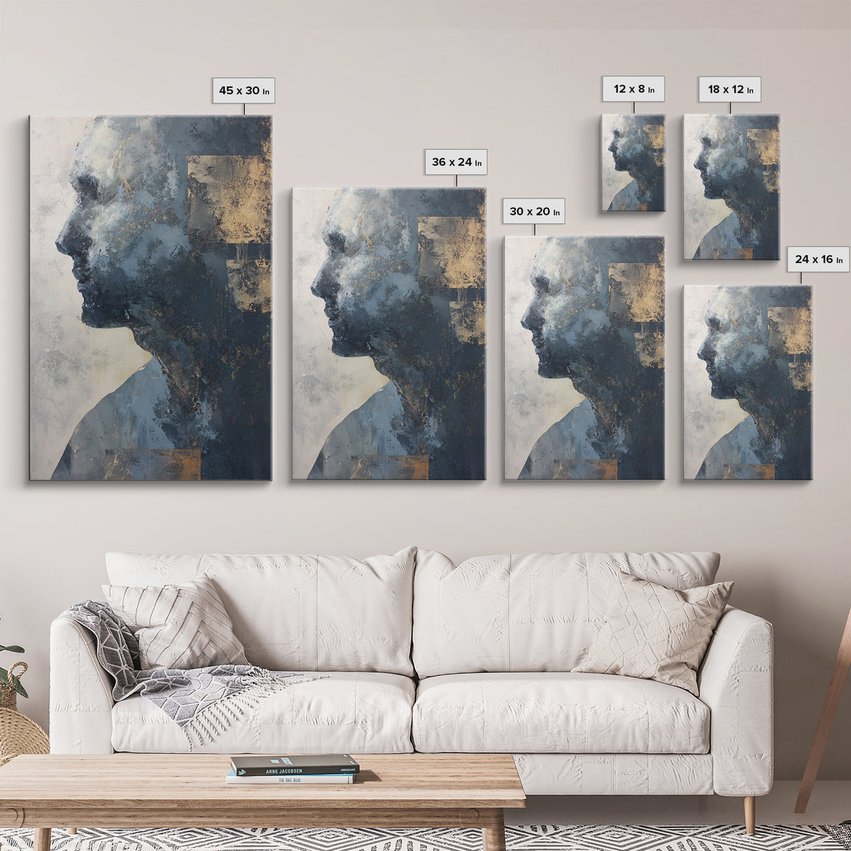 Expressive Portrait with Dramatic Light and Textured Framed Canvas Print, Art, Modern Decor, Living Room Decor, Fine Art, ART-2x3-12