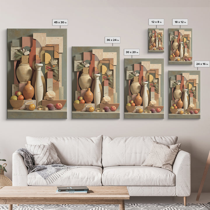 Modern Sculptural Shapes Rendered as Painted Forms Canvas Print, Art, Neutral Decor, Living Room Decor, Abstract Art, ART-2x3-14