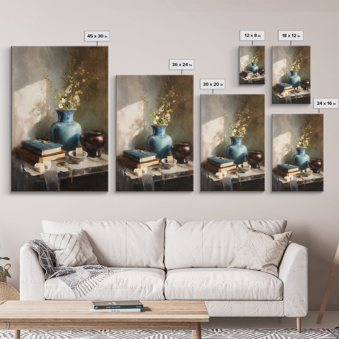 Sunlit Interior Still Life Framed Canvas Print, Art, Fine Art Print, Living Room Decor, Fine Art, Digital Art, ART-2x3-22