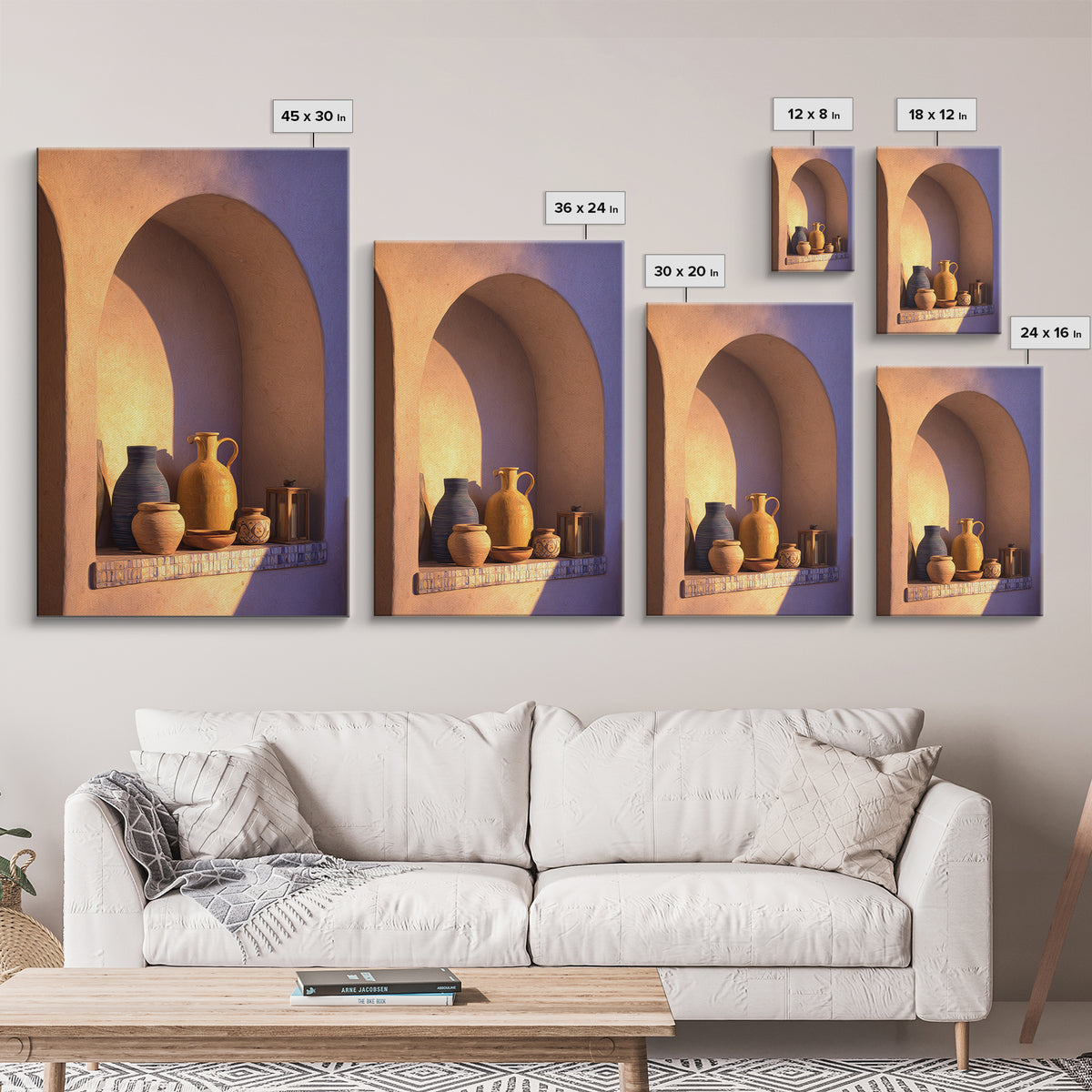Architectural Archway in Warm Mediterranean Light Framed Canvas Print, Art, Gallery Decor, Living Room Decor, Fine Art, ART-2x3-30