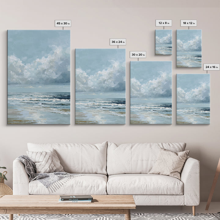 Dramatic Seascape with Foam and Storm Clouds Canvas Print, Art, Canvas Art, Living Room Decor, Fine Art, Horizontal Wall Art, ART-2x3-32