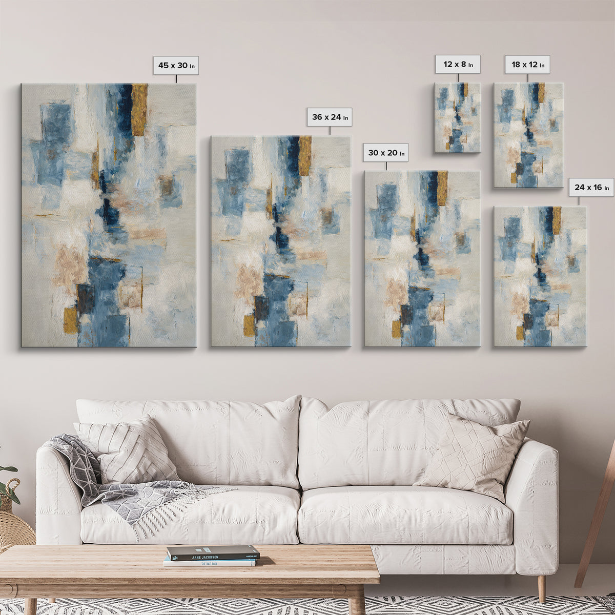 Modern Sculptural Shapes Rendered as Painted Forms Framed Canvas Print, Art, Luxury Decor, Living Room Decor, Abstract Art, ART-2x3-38