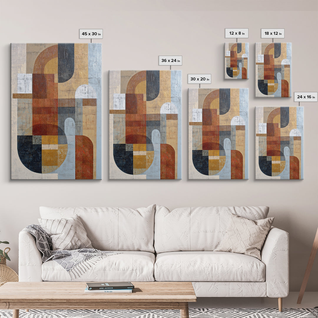 Geometric Color Study Framed Canvas Print, Art, Textured Painting, Living Room Decor, Fine Art, Digital Wall Art, ART-2x3-41