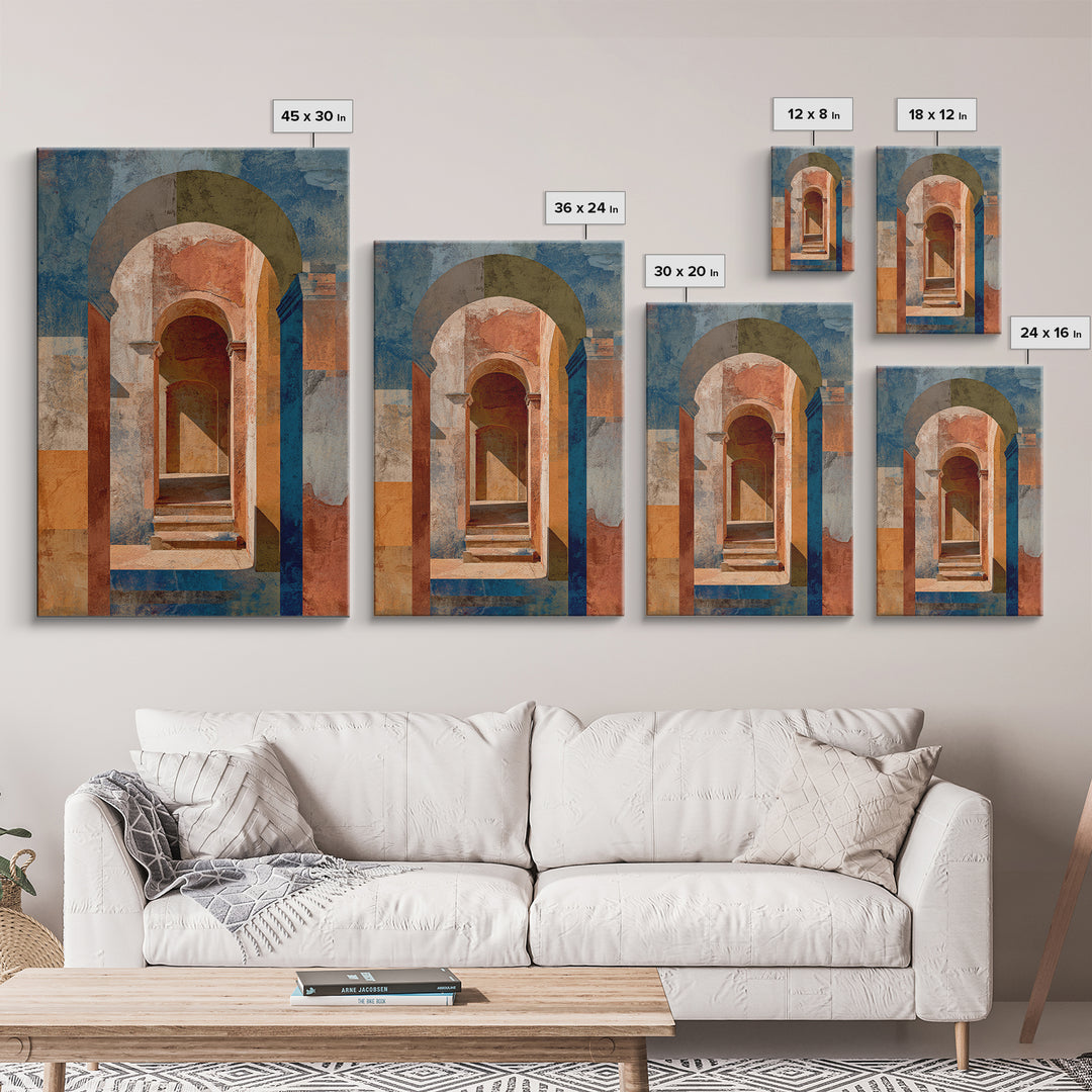 Architectural Archway in Warm Mediterranean Light Framed Canvas Print, Art, Gallery Decor, Living Room Decor, Fine Art, ART-2x3-6