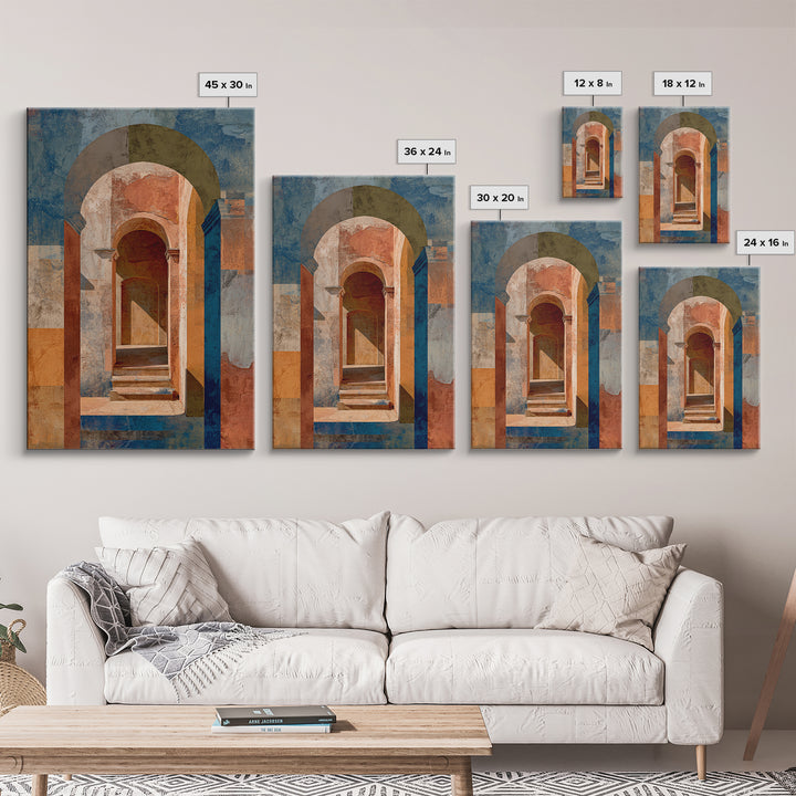 Architectural Archway in Warm Mediterranean Light Framed Canvas Print, Art, Gallery Decor, Living Room Decor, Fine Art, ART-2x3-6