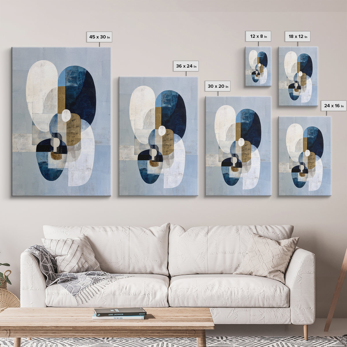 Modern Sculptural Shapes Rendered as Painted Forms Canvas Print, Art, Wall Art, Living Room Decor, Fine Art, ART-2x3-62