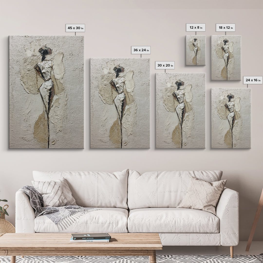 Simple Monochrome Figure Study Framed Canvas Print, Art, Minimalist Decor, Living Room Decor, Fine Art, Large Wall Art, ART-2x3-68