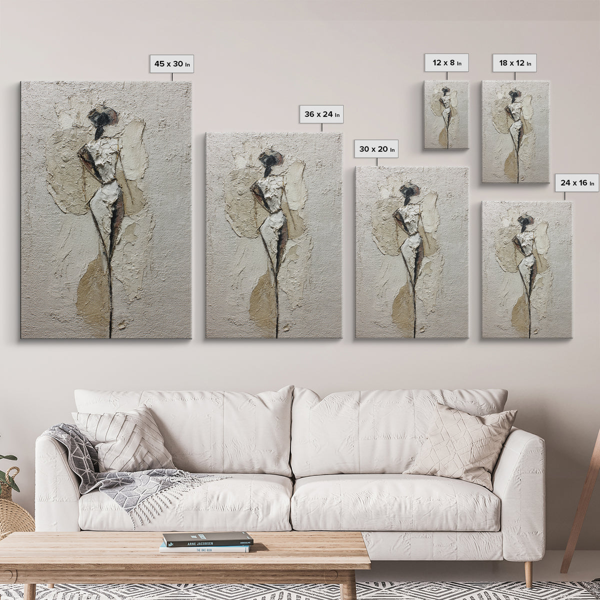Simple Monochrome Figure Study Framed Canvas Print, Art, Minimalist Decor, Living Room Decor, Fine Art, Large Wall Art, ART-2x3-68