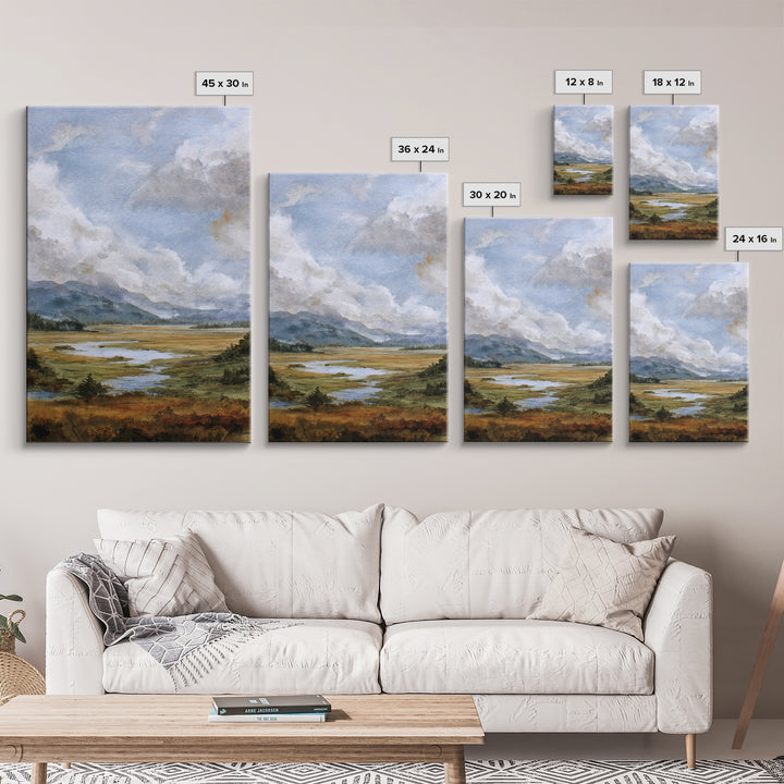 Quiet Mountain Scene Framed Canvas Print, Art, Digital Art, Living Room Decor, Fine Art, Abstract Art, Canvas Art, ART-2x3-73