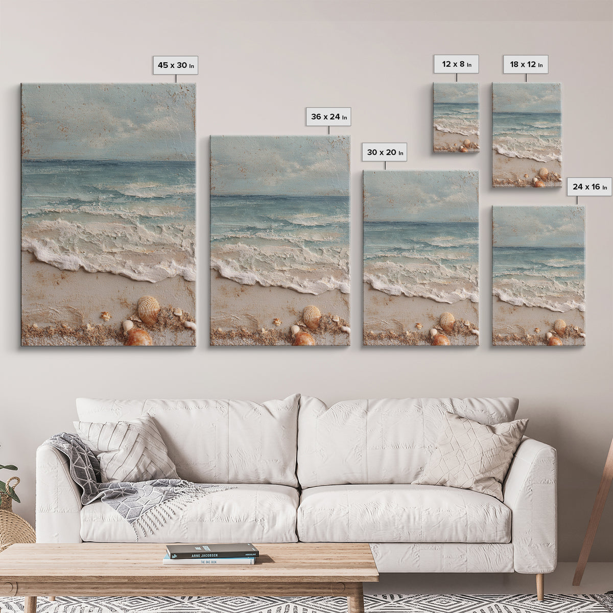 Dramatic Seascape with Foam and Storm Clouds Framed Canvas Print, Art, Art Deco, Living Room Decor, Oil Painting, ART-2x3-8