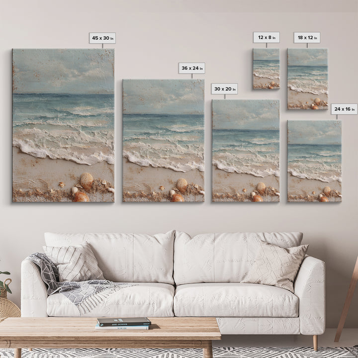 Dramatic Seascape with Foam and Storm Clouds Framed Canvas Print, Art, Art Deco, Living Room Decor, Oil Painting, ART-2x3-8
