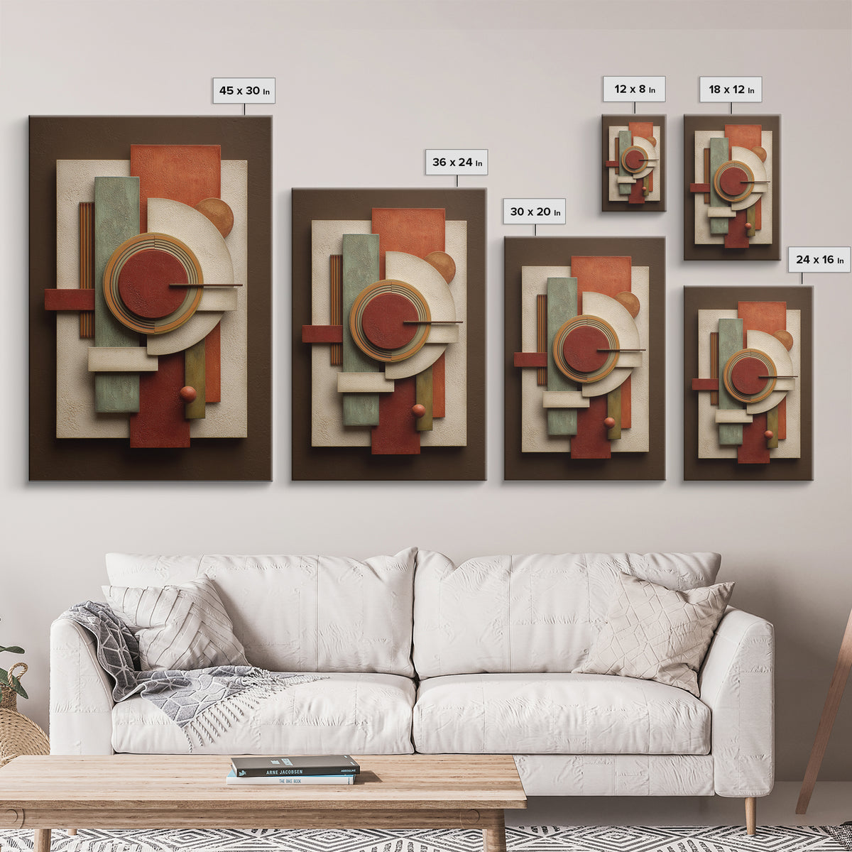 Modern Sculptural Shapes Rendered as Painted Forms Canvas Print, Art, Wall Art, Living Room Decor, Fine Art, ART-2x3-86