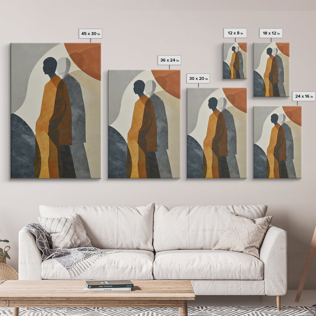Simple Monochrome Figure Study Framed Canvas Print, Art, Framed Art, Living Room Decor, Fine Art, Neutral Decor, ART-2x3-92