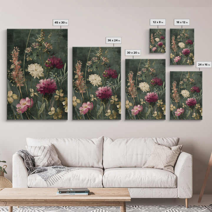 Painterly Meadow with Loose Impressionist Flowers Canvas Print, Art, Wall Art Prints, Living Room Decor, Watercolor Art, ART-2x3-95