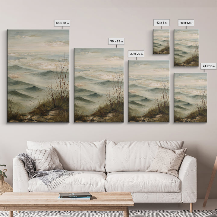 Quiet Mountain Scene Framed Canvas Print, Art, Digital Art, Living Room Decor, Fine Art, Abstract Art, Canvas Art, ART-2x3-97