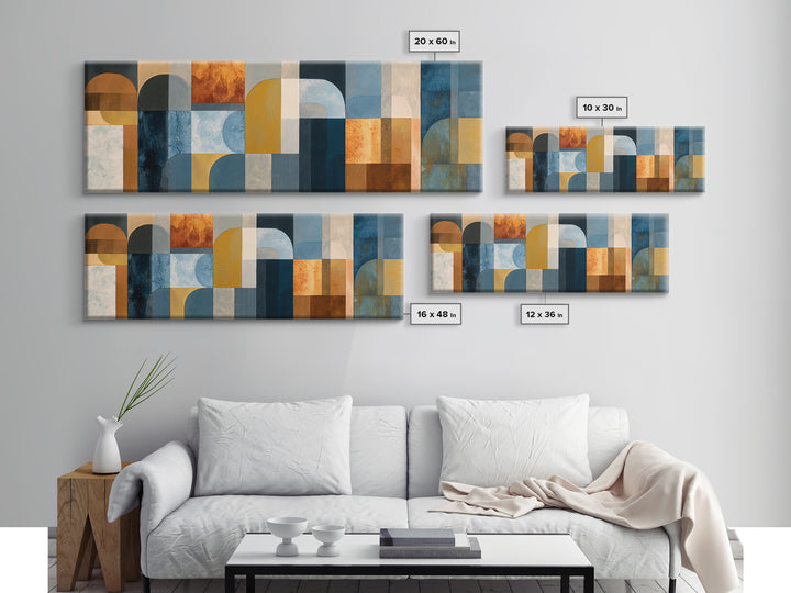 Geometric Color Study Framed Canvas Print, Art, Metal Wall Art, Living Room Decor, Abstract Art, Textured Wall Art, ART-3x1-1