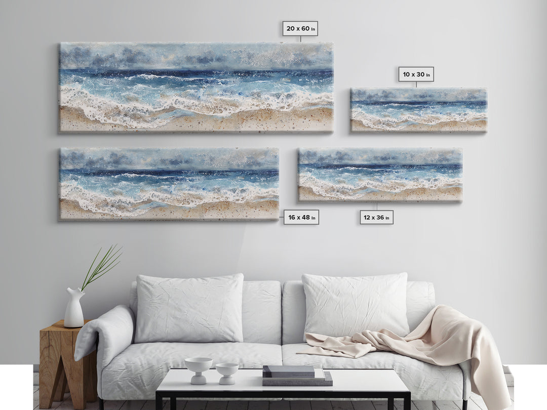 Dramatic Seascape with Foam and Storm Clouds Canvas Print, Art, Ai Art, Living Room Decor, Fine Art, Home Decor, ART-3x1-16