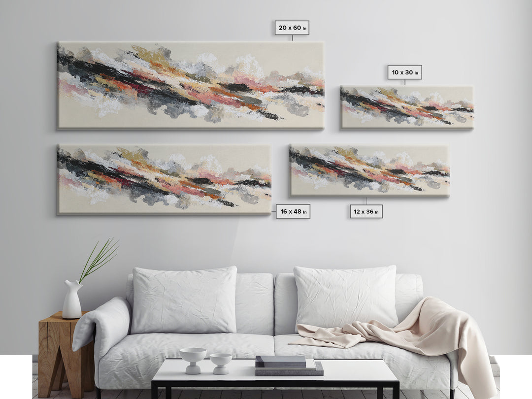 Contemporary Abstract with Layered Pigments and Energetic Canvas Print, Art, Digital Art, Living Room Decor, ART-3x1-18