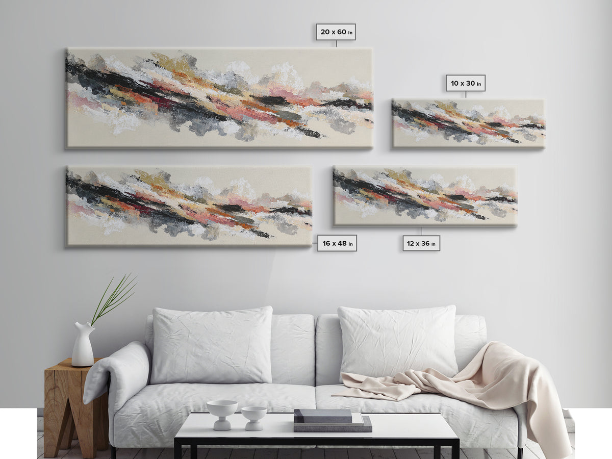 Contemporary Abstract with Layered Pigments and Energetic Canvas Print, Art, Digital Art, Living Room Decor, ART-3x1-18