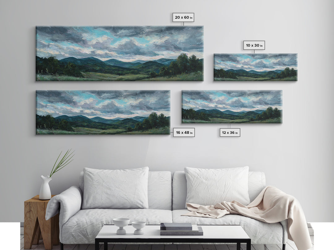 Quiet Mountain Scene Canvas Print, Art, Digital Wall Art, Living Room Decor, Oil Painting, Framed Art, Wood Wall Art, ART-3x1-33