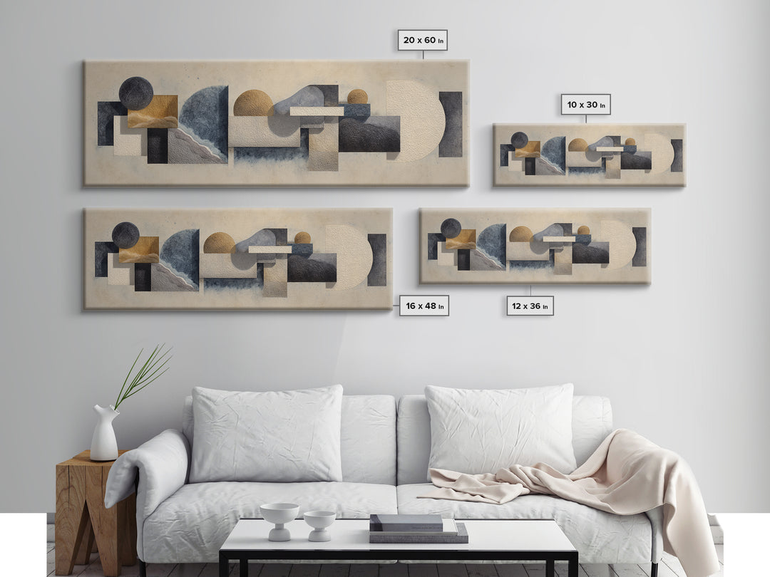 Modern Sculptural Shapes Rendered as Painted Forms Canvas Print, Art, Large Wall Art, Living Room Decor, Abstract Art, ART-3x1-46
