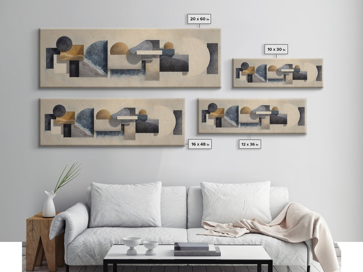 Modern Sculptural Shapes Rendered as Painted Forms Canvas Print, Art, Large Wall Art, Living Room Decor, Abstract Art, ART-3x1-46