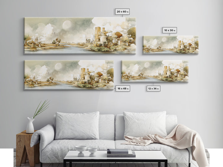 Surreal Dream Landscape Framed Canvas Print, Art, Wall Art, Living Room Decor, Oil Painting, Original Art, Art Nouveau, ART-3x1-51