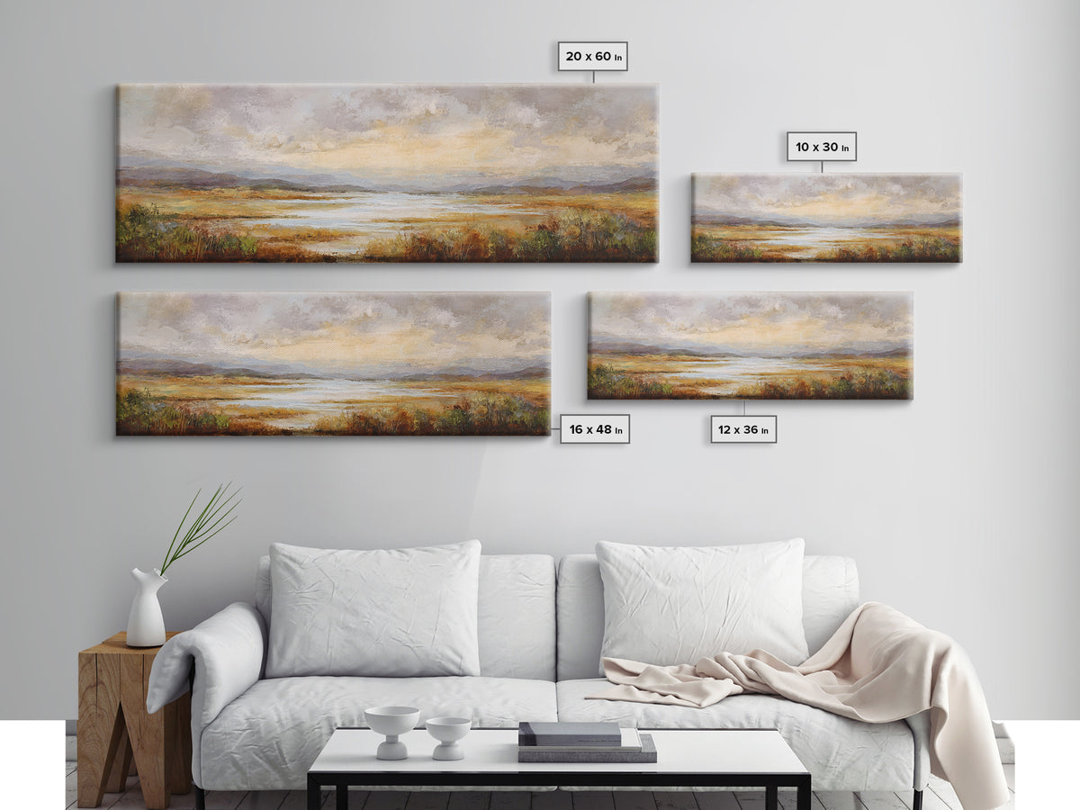 Quiet Mountain Scene Framed Canvas Print, Art, Framed Wall Art, Living Room Decor, Fine Art, Resin Art, Boho Wall Art, ART-3x1-57