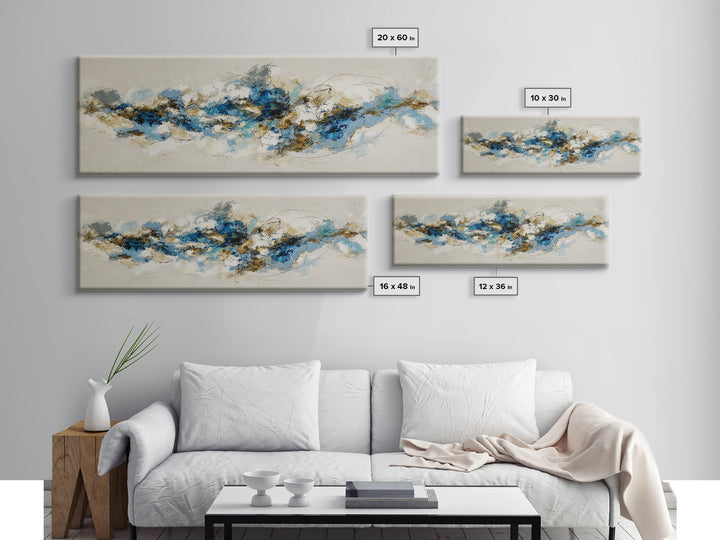 Abstract Water Forms Framed Canvas Print, Art, Textured Painting, Living Room Decor, Abstract Art, Digital Wall Art, ART-3x1-59