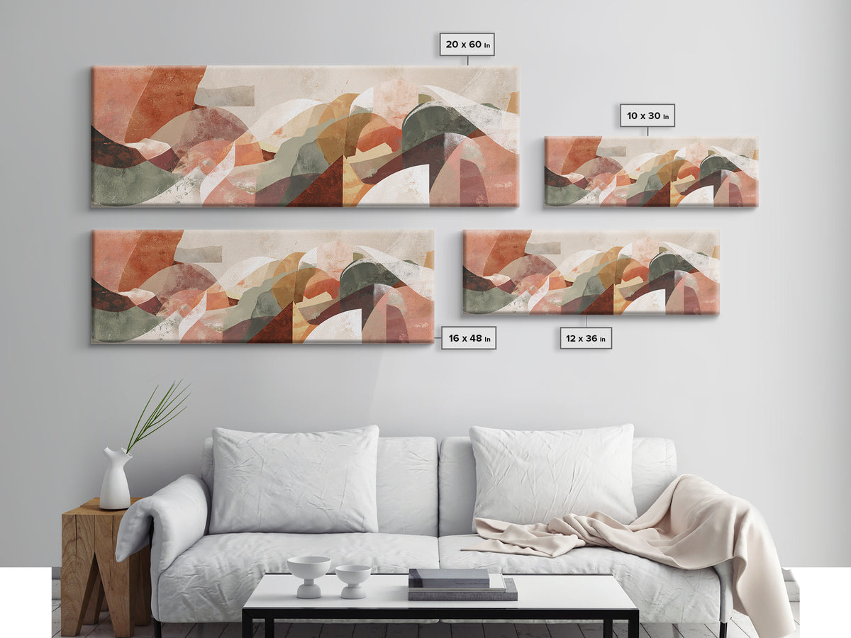 Modern Sculptural Shapes Rendered as Painted Forms Canvas Print, Art, Neutral Decor, Living Room Decor, Abstract Art, ART-3x1-70