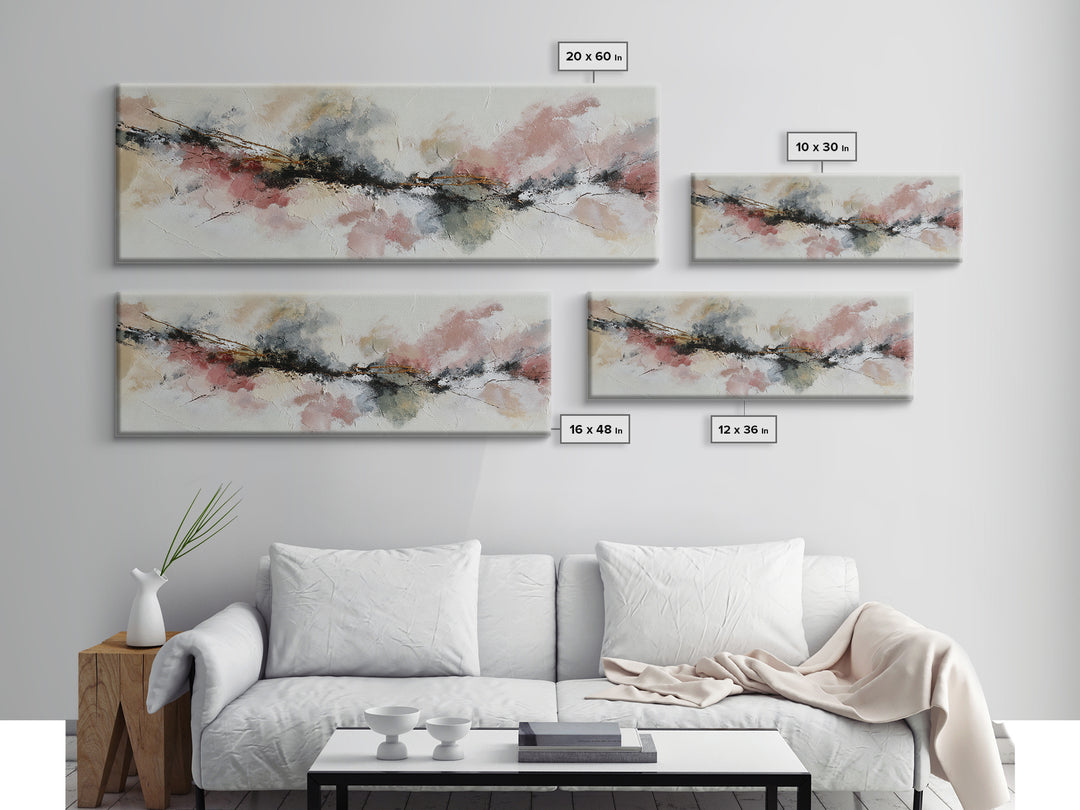 Contemporary Abstract with Layered Pigments and Energetic Canvas Print, Art, Canvas Wall Art, Living Room Decor, ART-3x1-90
