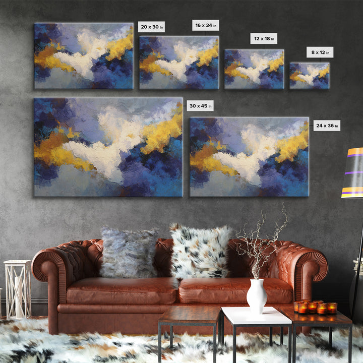 Contemporary Abstract with Layered Pigments and Energetic Canvas Print, Art, Large Wall Art, Living Room Decor, Fine Art, ART-3x2-30