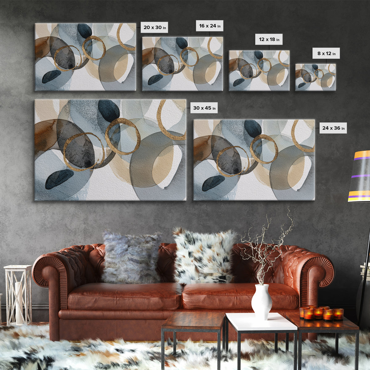 Modern Sculptural Shapes Rendered as Painted Forms Canvas Print, Art, Art Deco, Living Room Decor, Abstract Art, ART-3x2-34