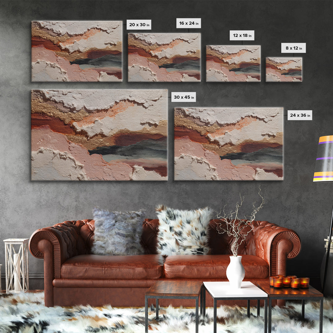 Contemporary Abstract with Layered Pigments and Energetic Canvas Print, Art, Large Wall Art, Living Room Decor, Fine Art, ART-3x2-54